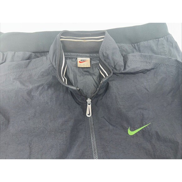 Vintage NIKE Jacket Black 1/4zip Green Spell out And Swoosh Men’s Size XL - Picture 1 of 14